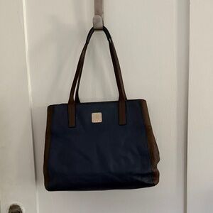 MCM Navy and Brown Leather Tote